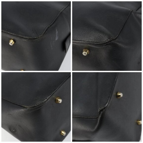 PRADA Hand Bag Safiano leather Black Gold Auth - Picture 16 of 16